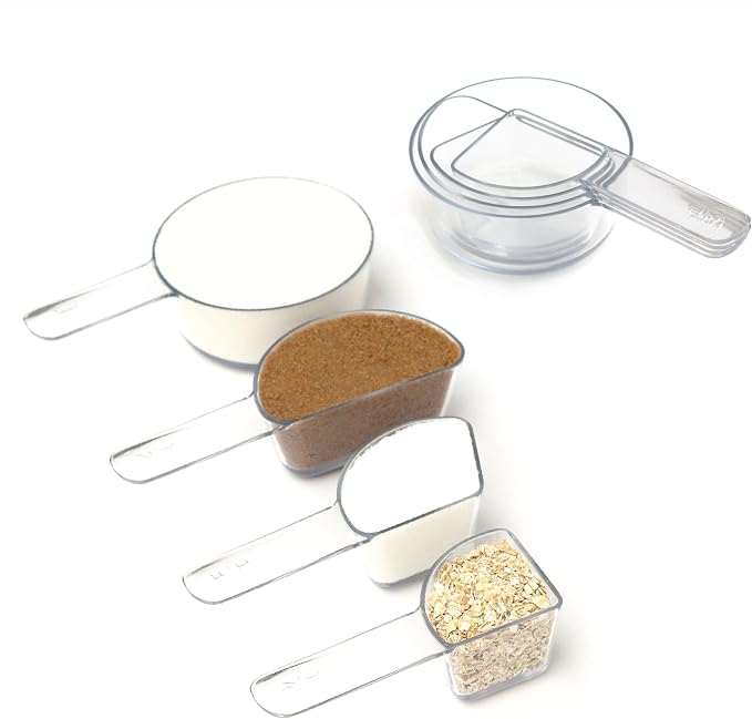 Visual Measuring Cups – Easy-Read, Fraction Shaped Measuring Cups – Clear, Shatterproof and Dishwasher Safe, Made in USA