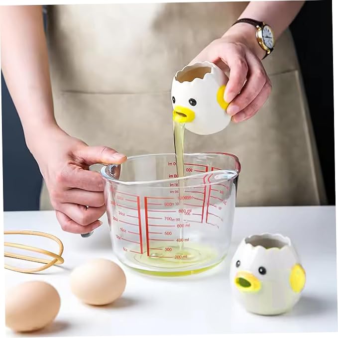 2PCS Egg Yolk Separator Ceramic Egg White Separator, Nordic Creative Kitchen Gadgets for Baking, Easy Clean Separators Yellow