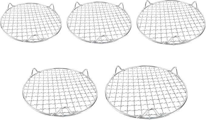 Round BBQ Grill Rack Cooling Rack 304 Stainless Steel Heavy Duty Wire Racks with Feet for Baking Cooking Grilling Fits Air Fryer Pressure Cooker Stockpot Round Cake Pan (14.8 Inch)