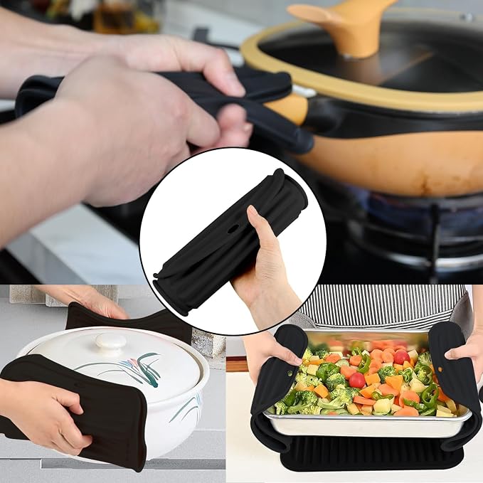 4 - Pack Multi - Purpose Silicone Mats | Heat Resistant Pot Holders for Kitchen | Non - Slip Hot Pads for Hot Pots, Pans & Quartz Countertops | Gray Kitchen Mats (Gray)