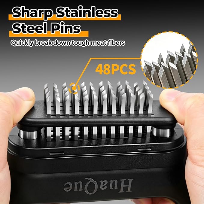 Meat Tenderizer, 48 Stainless Steel Needle Blade, Cleaning Brush and Safety Helmet, Used to Tenderize Steak, Chicken, Perfect for Family BBQs, Great Cooking Gift for Dad, Mom, Husband, Wife