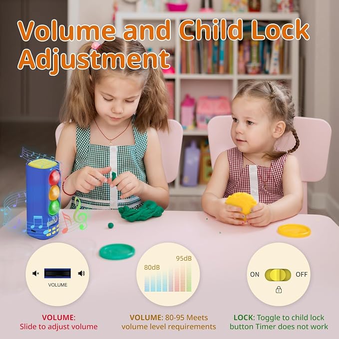 Traffic Light Visual Timer&ADHD Tool for Kids Adults Display Volume Adjustment, with 4 Ringtones for Classroom Desk Home Kitchen Game Countdown Pause Memory Function Charger Type C (Blue)