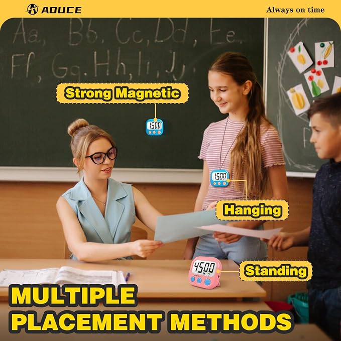 Classroom Timers for Teachers Kids Large Magnetic Digital Timer Teacher Supplies 4 Pack-Blue Pink