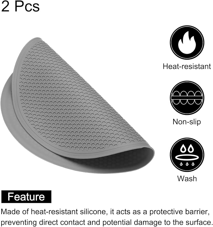 uxcell 2pcs Silicone Trivet Mats 11.8" Dia Round Non-Slip Silicone Pot Holders for Hot Pots and Pans, Heat Resistant Hot Pads for Kitchen Hot Dishes Table Countertops, Grey
