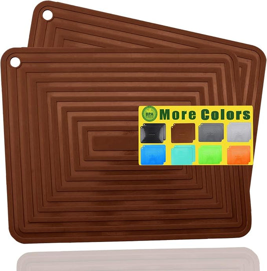 LogHog 2 Pack Large Silicone Trivet Mats/Hot Pads, Heat Resistant Pot Holder,9"x12" Non Slip Flexible Durable Pot Coaster Kitchen Table Mats (Coffee)