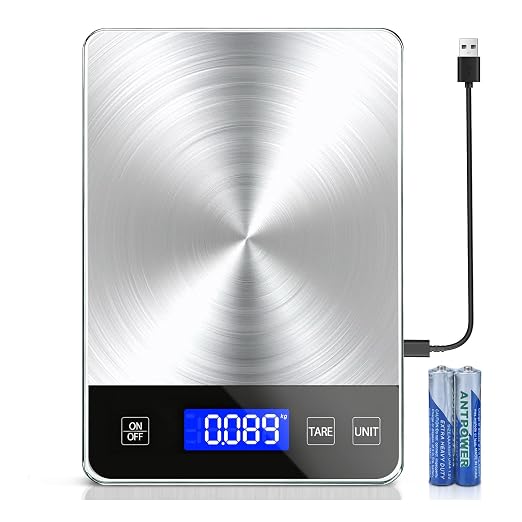 Food Kitchen Scale, 33lb Food Scale Precisely Measures Grams and Ounces for Baking and Cooking, 304 Stainless Steel Kitchen Scale for Food with LCD Display, Batteries Included