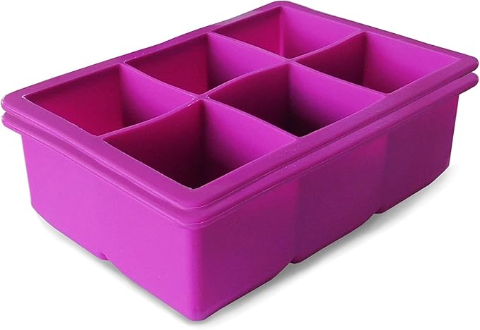Ice Cube Mold Silicone Ice cube Tray Large Squares 2 x 6 Big Ice Cube Molds Set - Makes 12 Cubes! The Large Ice Cube Molds Made from Food Grade Silicone & are Reusable