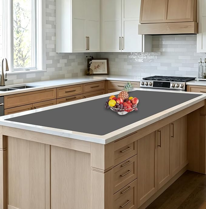 78.7"x15.7"(200cmx40cm) Large Silicone Mats for Countertop, Heat Resistant Mat, Waterproof Nonslip Silicone Kitchen Counter Mat, Nonstick Table Placemat, Multipurpose Mat, Dark Gray