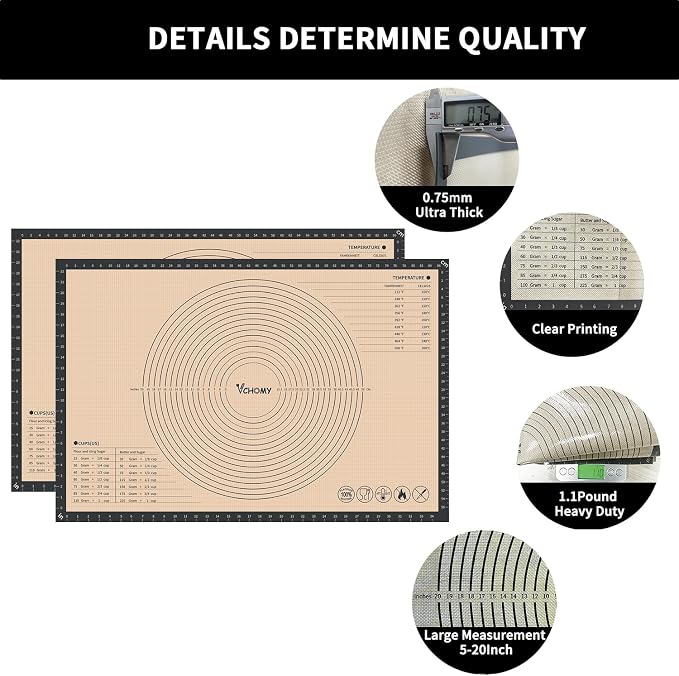 Extra Large Silicone Pastry Mat for Counter Rolling Dough,28x20 Inch,0.75mm Thick,Non Slip Silicone Baking Mat with Measurement(28 x 20 In,Grey)