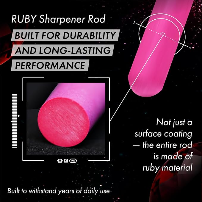Ruby Sharpener Rod: Durable Knife Sharpener, Harder Than Steel Honing Rod, Japan Product