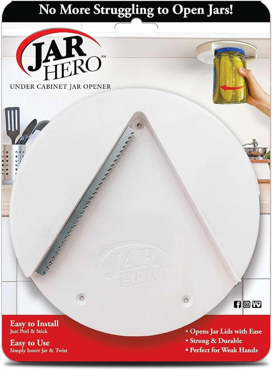 Under Cabinet Jar Lid & Bottle Opener - Opens Any Size Jar - Effortless Jar Opener For Weak Hands & Seniors with Arthritis