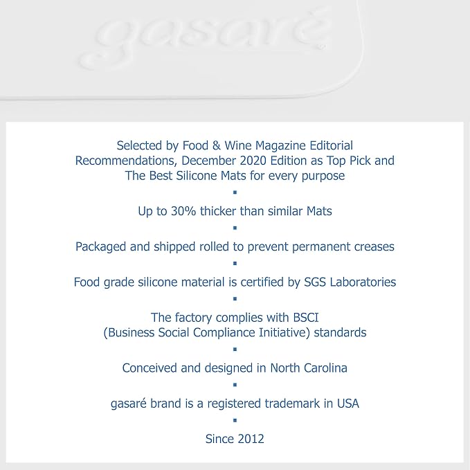 GASARÉ, Set of 2, Extra Large, Thick, Silicone Mats for Kitchen Counter, Heat Resistant Mats, Countertop Protector, Non-Slip, Easy to Clean, 25 x 17 Inches x 1.4mm, White