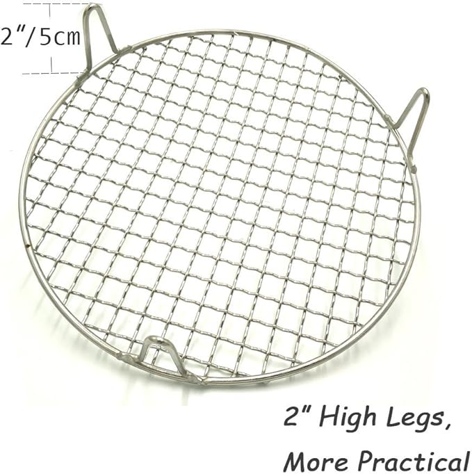 Bacon Cooking Rack for Oven Use Dia 10.4" Wire Cooling Racks for Baking Round Stainless Steel Wire Cooking Racks/Carbon Baking Net/Grill/Pan Grate with 2" Height Legs (265mm/10.4")