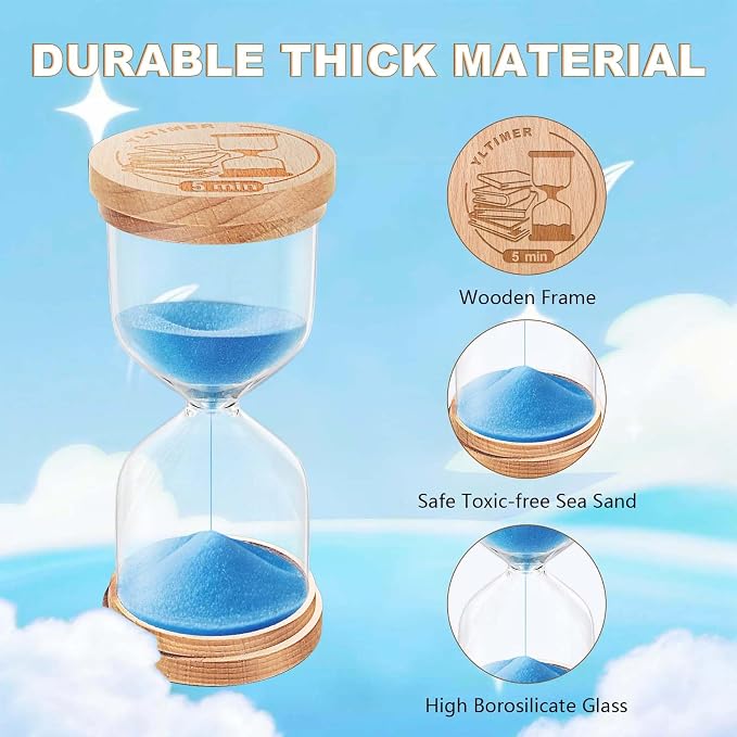 60 Minute Sand Timer Hourglass:Beech Wooden Sand Clock,Large Blue Sand Watch 60 Min,Reloj De Arena,Hour Glass Sandglass for Home,Classroom,Decor,Kitchen(Blue)