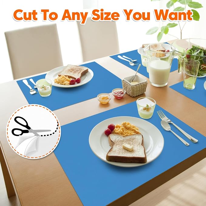 Large Silicone Mat, 72”x16” Heat Resistant Mats for Countertop, Cuttable Waterproof Kitchen Counter Mat, Multipurpose Countertop Protector Mat, Silicone Mats for Kitchen Counter (Blue)