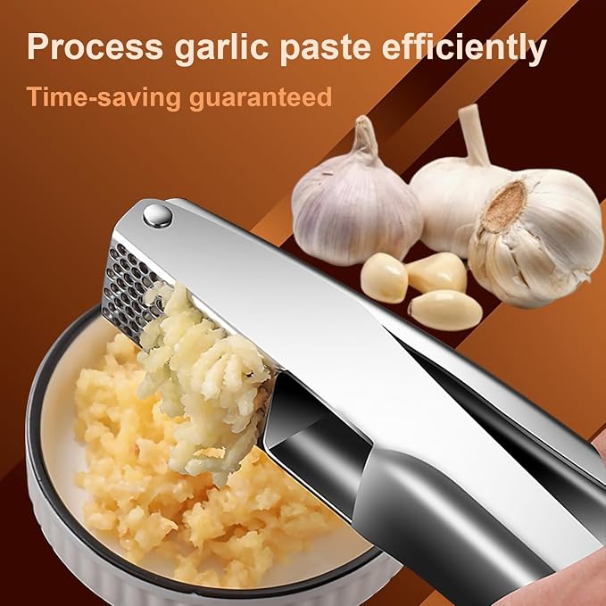Garlic Press Stainless Steel, Garlic Crusher, Dishwasher Safe | 304 stainless steel, no peeling, ergonomic handles, dishwasher safe, 5 cm chamber