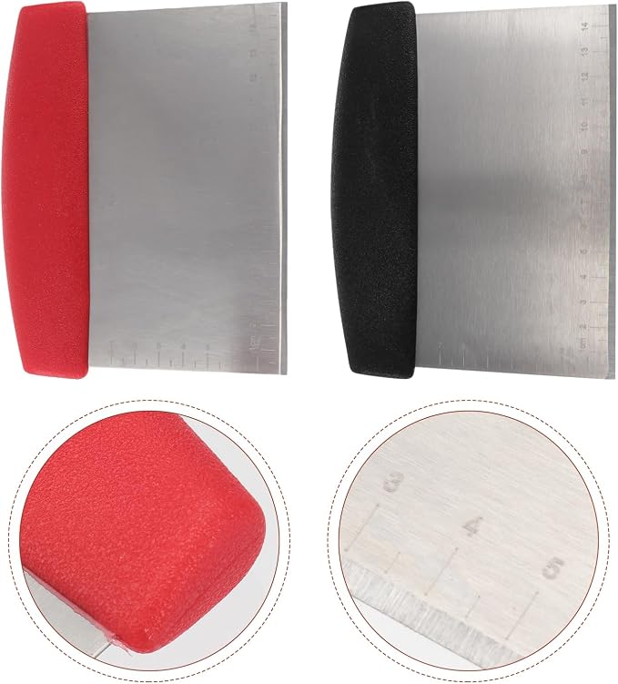 Zerodeko 2pcs Dough Chopper Scale Dough Scraper Kitchen Scraper Metal Bench Scraper Metal Dough Slicer Bakery Scraper Chef Pastry Silicon Spatula Cake Slicer Cutting Machine Stainless Steel
