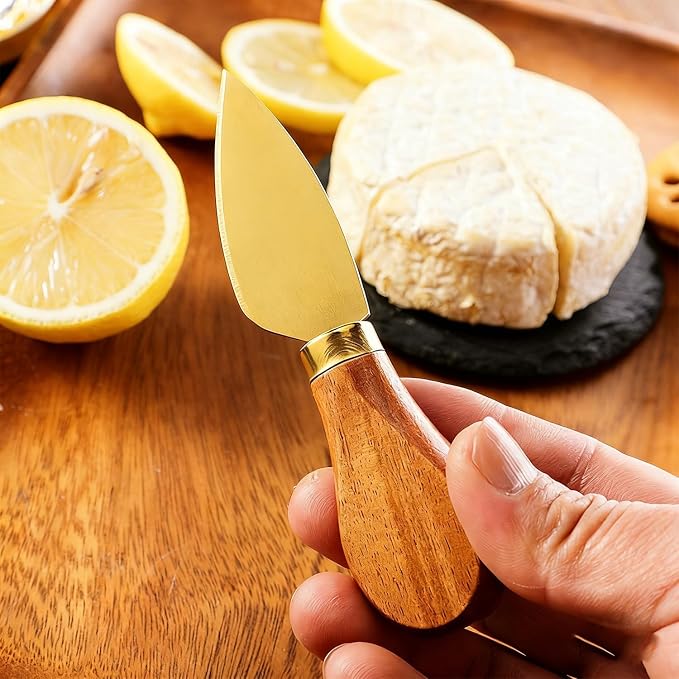 Premium Stainless Steel Cheese Tool Set - Gold Cheese Knife Set - Cut, Spread All Your Favorite Cheeses (4 Gold Cheese Set)