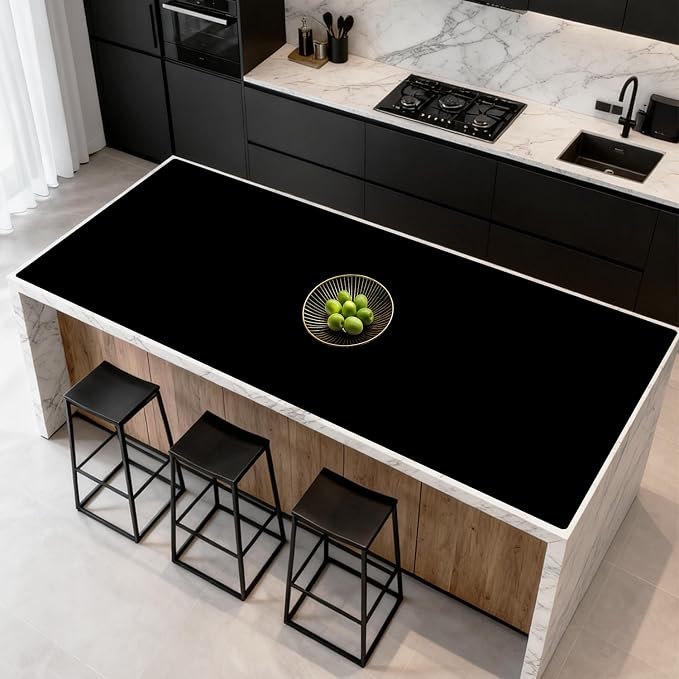 84''x24'' Large Silicone Mat for Kitchen Counter, Non-Slip Heat Resistant Countertop Protector, Waterproof Multipurpose Mat for Kitchen Island, Black