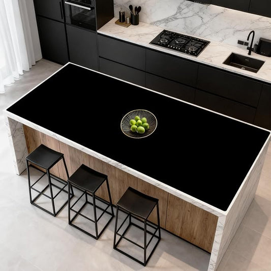 84''x24'' Large Silicone Mat for Kitchen Counter, Non-Slip Heat Resistant Countertop Protector, Waterproof Multipurpose Mat for Kitchen Island, Black