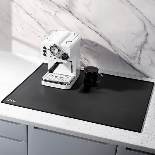 SAPID 32"x24" Extra Large Silicone Mat With Raised Edge, Rolled-Up Silicone Mats For Kitchen Counter Heat Resistant Silicone Mat With Lip, Thick Countertop Protector Mat,Silicone Mats For Crafts,Black