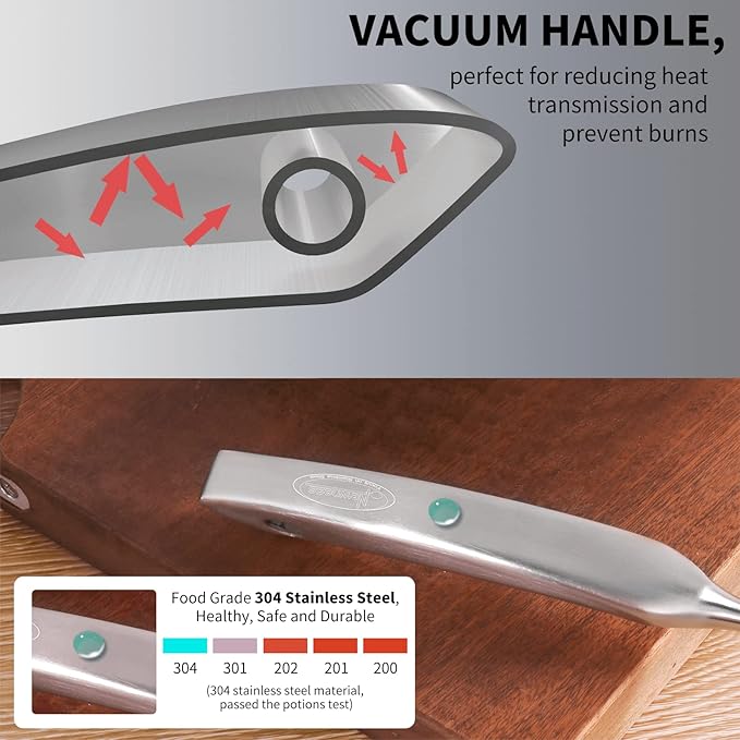 Newness Slotted Spon and Spaghetti Server, [Rustproof, Integral Forming, Durable] 304 Stainless Steel, with Vacuum Ergonomic Handle, Comfortable Grip Design