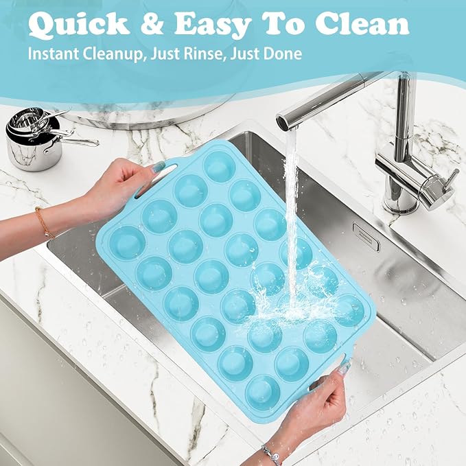 Silicone Mini Muffin Pan with Frame: Nonstick 24 Muffin Tins for Easy Release Baking Egg Bites & Small Cups English mcmuffin - 2-Pack BPA Free Cupcake Pan Oven Safe Molds for Family and Home Bakers