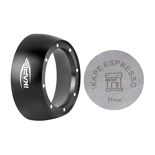 IKAPE Dosing Funnel Set Black, 51MM Espresso Dosing Ring & Puck Screen Kit Compatible with 51 mm Bottomless Portafilter