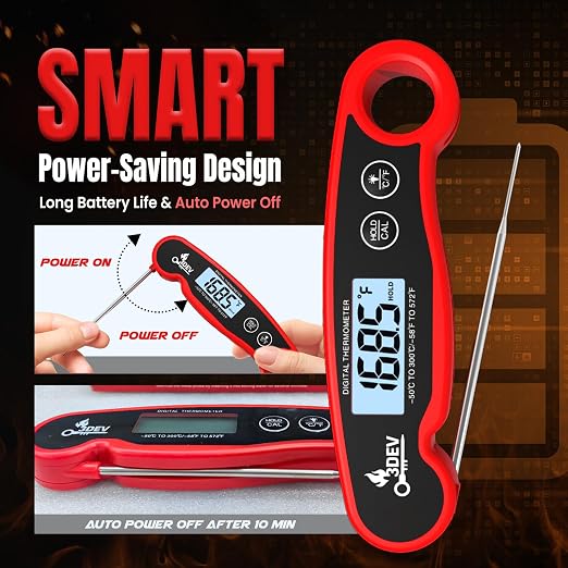 Digital Meat Thermometer with Backlight for Cooking | Instant Read, Waterproof Meat Thermometer | Grilling, BBQ, Smoker, Oven, Turkey and Kitchen