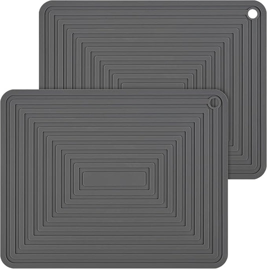 Trivets for Hot Dishes, Silicone Trivet Hot Pads for Kitchen, Trivet for Pots and Pans, Big Silicone Pot Holders Mat, Trivets for Quartz Countertops, Heat Resistant Mats Set 2 Dark Gray