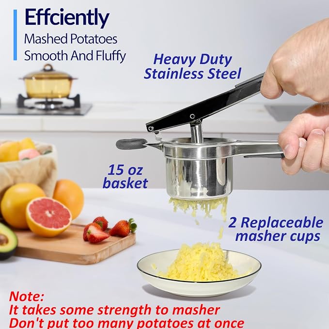 SPEENSUN Potato Ricer, Ricer for Mashed Potatoes, 15oz and 2 Interchangeable Cups Spaetzle Maker for Fluffy Mashed Potatoes,Detachable and Heavy Duty Stainless Steel Potato Masher for Baby food