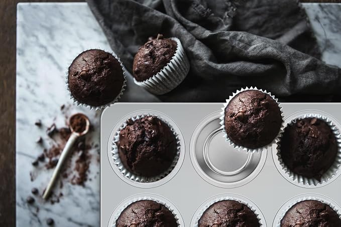 Leonyo Non-Toxic Stainless Steel Muffin Cupcake Pan 12 Cup, 2 Pack | Standard Size Metal Muffin Tin Tray for Baking Cupcake Quiches, Dishwasher Oven Safe