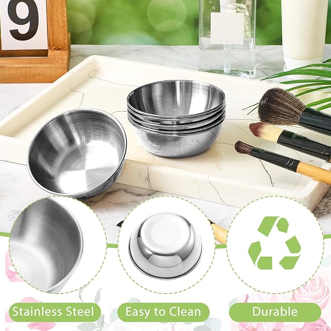 Teenyyou 12 Pcs 3.23 In DIY Face Mask Bowl Stainless Steel Esthetician Facial Mask Bowl Small Facial Esthetician Supplies for Women Skincare Products Lady Home Salon Cosmetic Beauty (Silver)