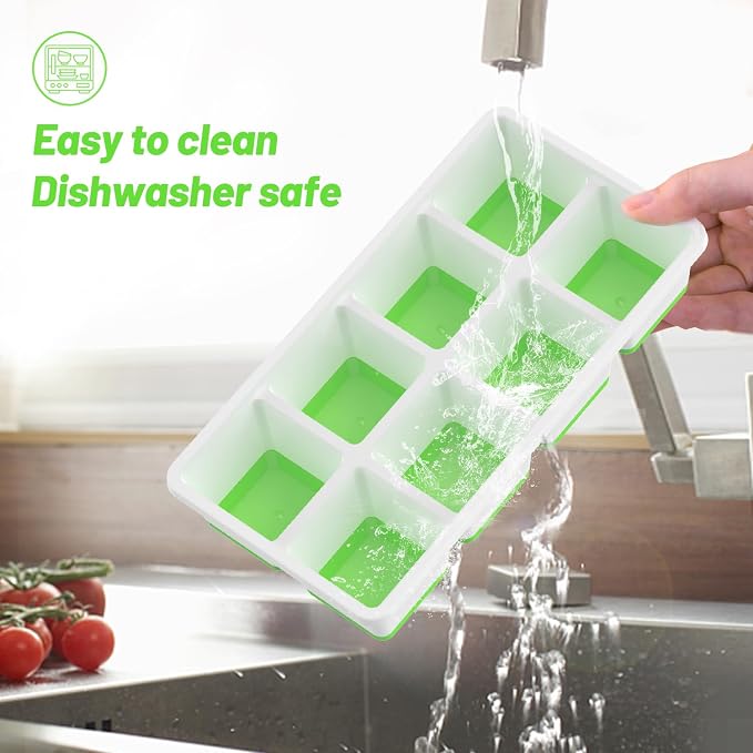 VEHHE Ice Molds, 3 Pack Easy-Release & Stackable Whiskey Ice Cubes Mold for Drinks and Cocktails (Blue+Green)
