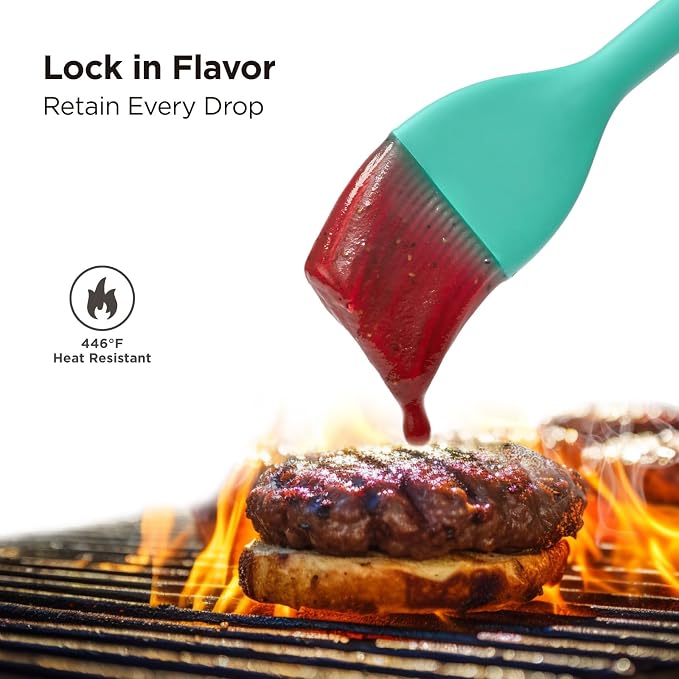Kitchen Mama WaltzGrip Platinum Silicone Basting Pastry Brush, Teal | Heat-Resistant, For Cooking, Baking, Grilling, Spreading Oil or Butter, Dishwasher-Safe