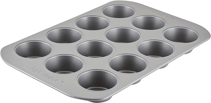 Farberware Bakeware Nonstick Muffin Pan, 12-Cup, Cupcake Baking Pan, Gray