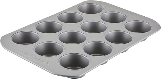 Farberware Bakeware Nonstick Muffin Pan, 12-Cup, Cupcake Baking Pan, Gray