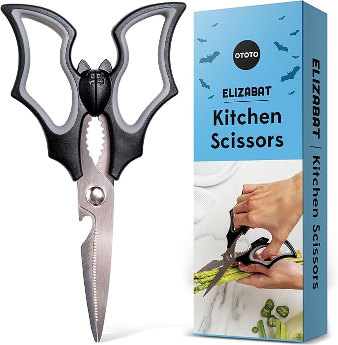 Elizabat Kitchen Scissors - Halloween Goth Cute Bat Kitchen Shears, Gothic Scissors Utensils - Spooky Bats Halloween Gifts, Cute Gadgets, Kitchen Gadgets