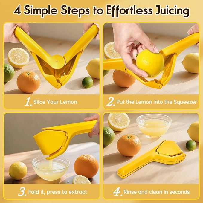 Manual Lemon Squeezer, Lemon Juicer, Citrus Juicer, 2 Packs Yellow, Durability and longevity, Easy to Use & Dishwasher Safe, $0.5 Cheaper Than Single Pack