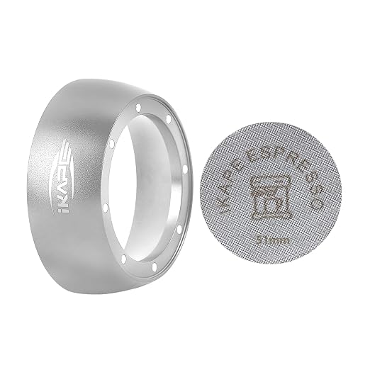 IKAPE Dosing Funnel Set Silver, 51MM Espresso Dosing Ring & Puck Screen Kit Compatible with 51 mm Bottomless Portafilter