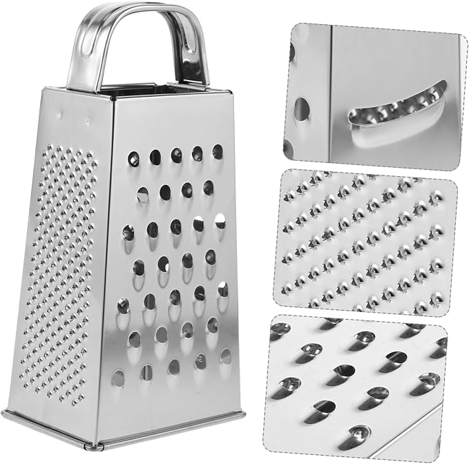 SHERCHPRY Multi-Use Kitchen Grater Stainless Steel Vegetable Slicer and Shredder with Handle 7.08X3.46X2.48 Inches for Cheese Fruit and Veggie Preparation