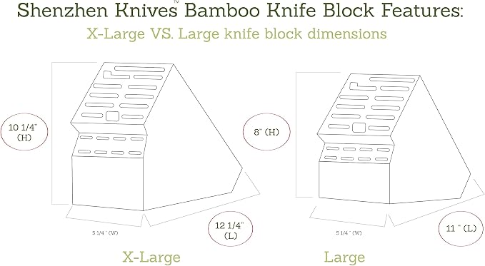 Shenzhen Knives 20 Slot Knife Block without Knives - Solid Wood Core Bamboo Veneer - X-Large 12.25x5.25x10.25 Inch Countertop Knife Holder Organizer and Kitchen Storage