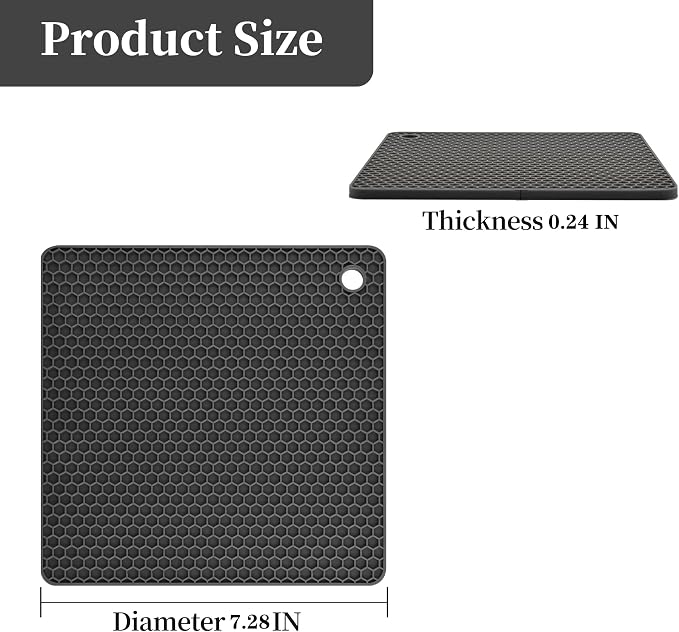 Trivets for Hot Dishes, Silicone Trivet Mat Hot Pads for Kitchen Pot Holder, Silicone Trivets for Pots and Pans, Multi-Purpose Heat Resistant Silicon Trivet Mat for Tabletop Black Pack 6