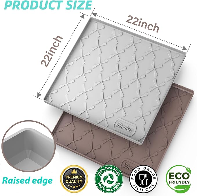 Waterproof Under Sink Mat 22" x 22" Silicone Mat Cabinet Protector | Heavy Duty Kitchen Cabinet Liner, Easy Press Drain, Home Essentials for Pet Feeding, Boots, Bathroom, Organizers & Storage