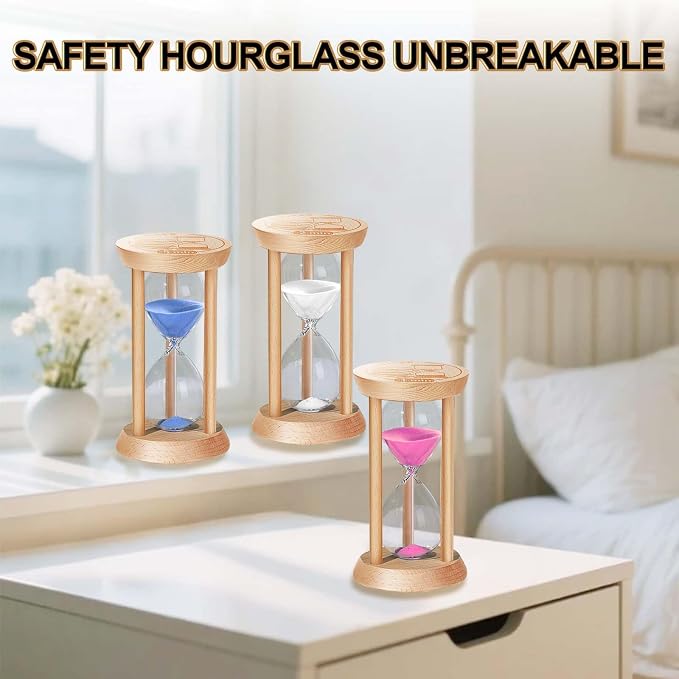 20 Minute Wooden Sand Timers, White Sand Hourglass for Decor, 20 Min Reloj De Arena Sandglass Watch for Kitchen, Office,Classroom (White)