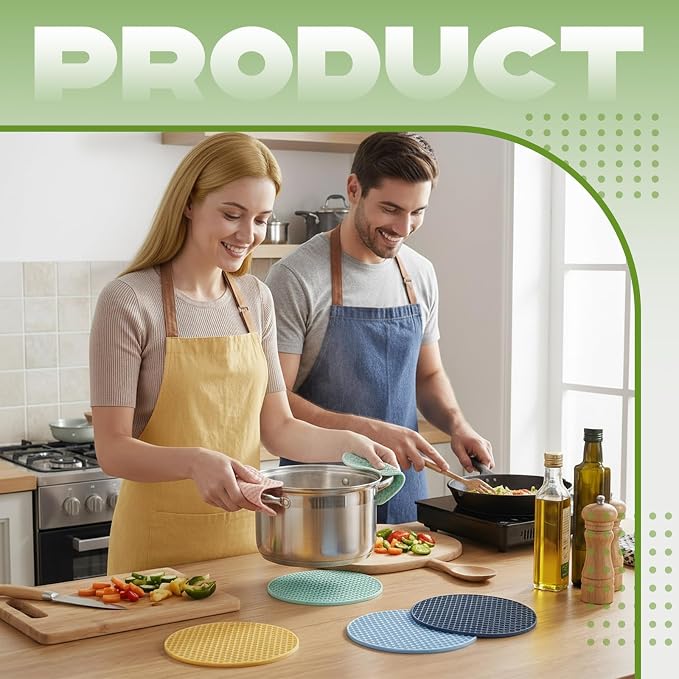Boao 6 Pack Silicone Trivets Mat, Hot Pad Mat, Pot Holder, Silicone Hot Pad for Kitchen Counter (Morandi Color)