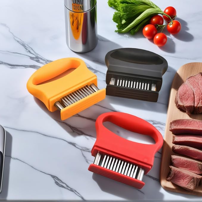 Meat Tenderizer Tool,Kitchen Cooking Tool Best For Tenderizing,48 Stainless Steel Ultra Sharp Needle Blades,Pork, Veal, BBQ,Chicken,Beef(Black)