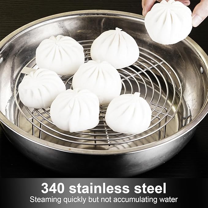 Round Steamer Rack and Cooling Rack,Stainless Steel Pot Trivet, Cooking Rack,Wire Steamer Kettle Rack Holder, Air Fryer Cooking Steamer Rack for Baking Canning Cooking Steaming, 8.7''X2.8''