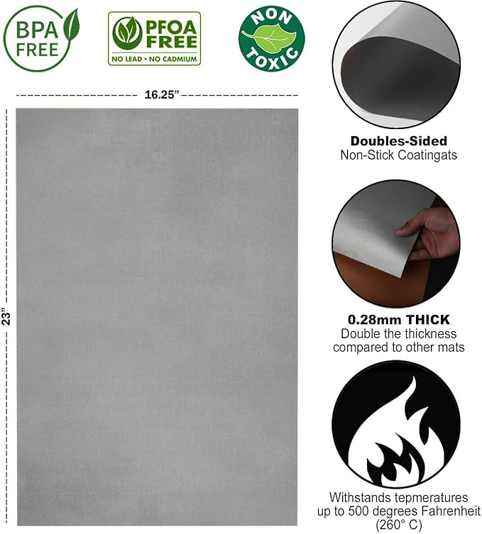 Oven Liners for Bottom of Oven – Reusable Non Stick Oven Liner 2 Pack – Heavy Duty Oven Liners & Oven Mat for Bottom of Oven – Fits Electric & Gas Ovens – Heat Resistant to 500°F