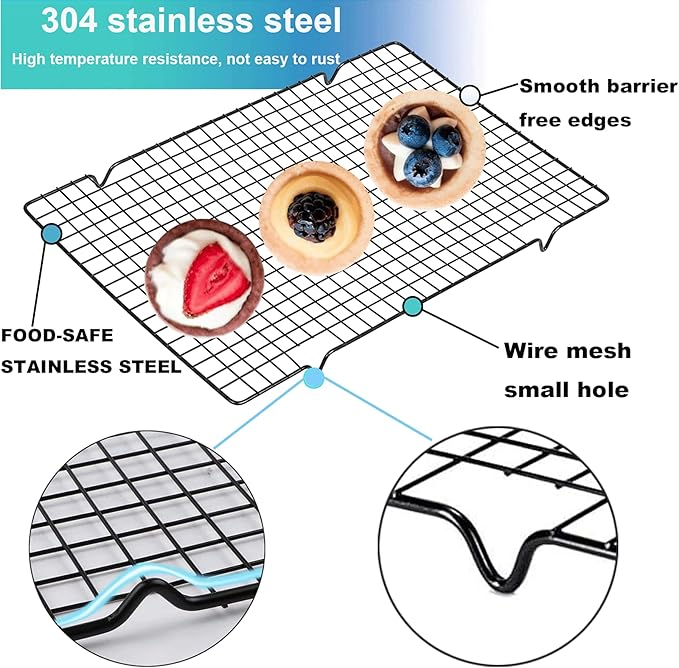 Cooling Racks,Baking Rack Tray Non-Stick Pan Stainless Steel Cake Cooling Wire Roasting Rack for Biscuit Pizza Bread Cake Baking(2pack-11.02 inch)